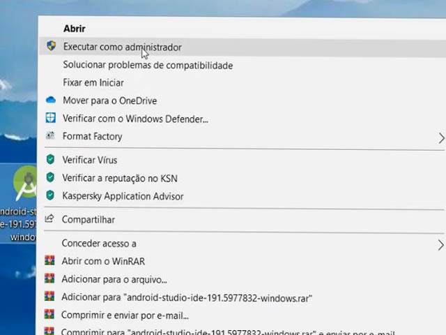 Android Studio - Executando como administrador