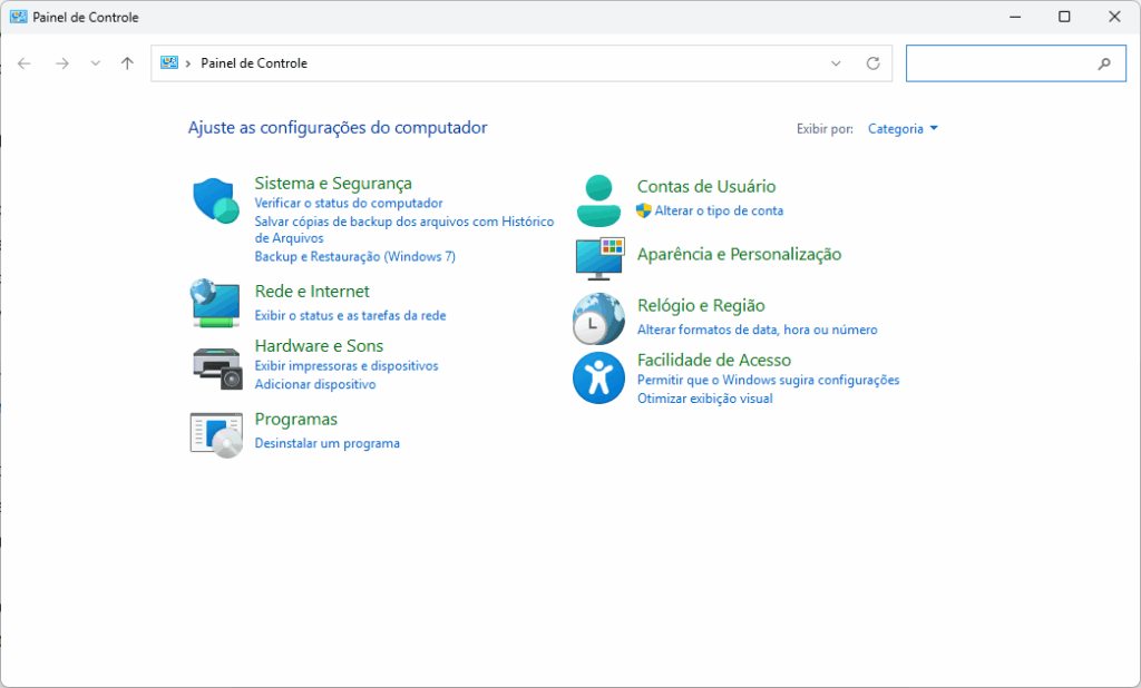 Painel de Controle do Windows